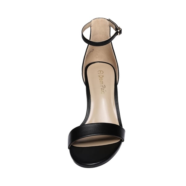Chunky Low Heel Pump Sandals - BLACK PU - 4